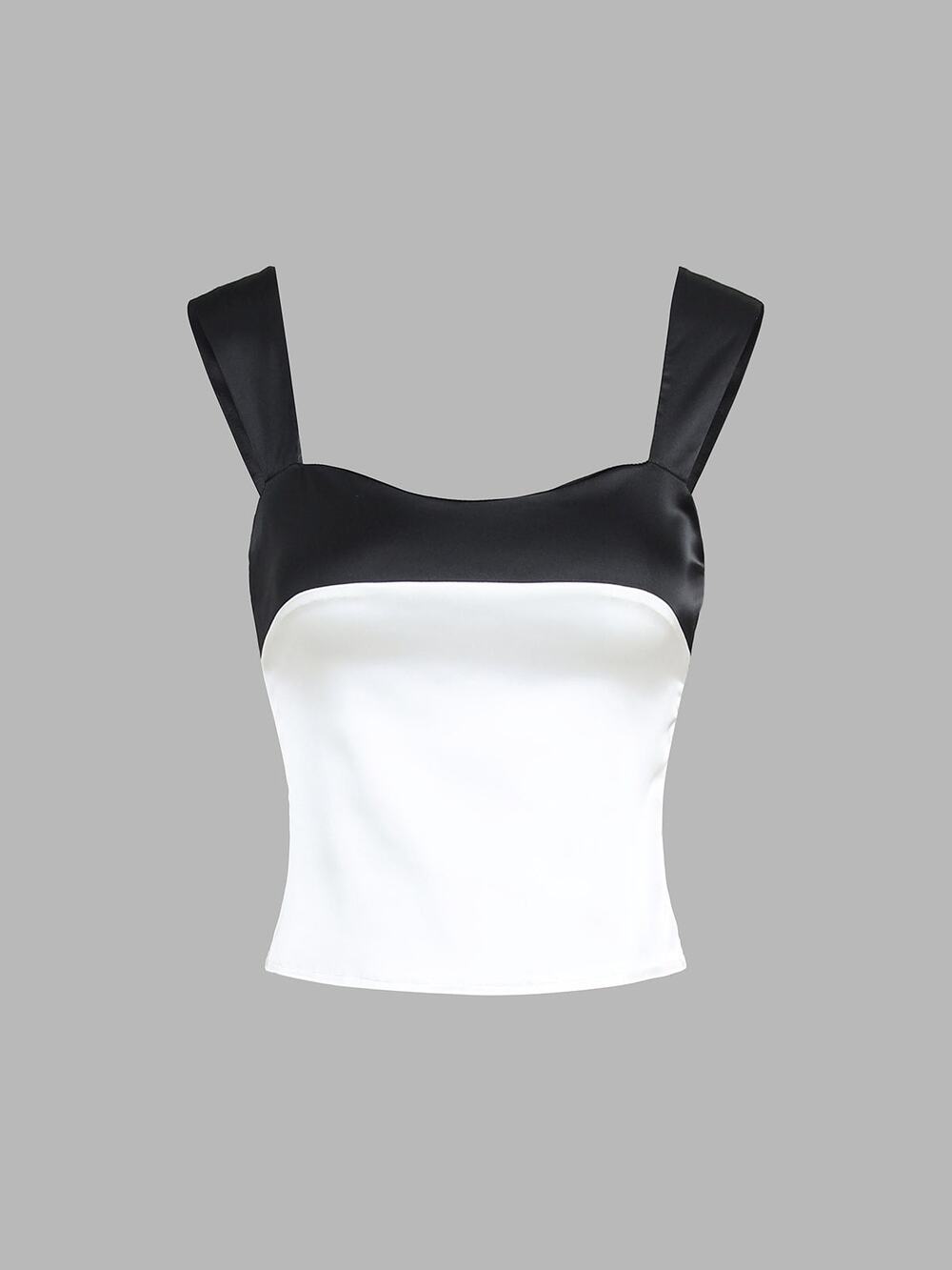 Commense Minimalist Casual Semi Sheer Two Tone Satin Tied Zippered Top NWT S